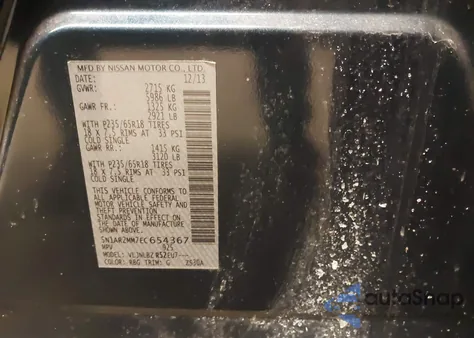 2014 Nissan Pathfinder S z USA, uszkodzony, nr VIN 5N1AR2MM7EC654367